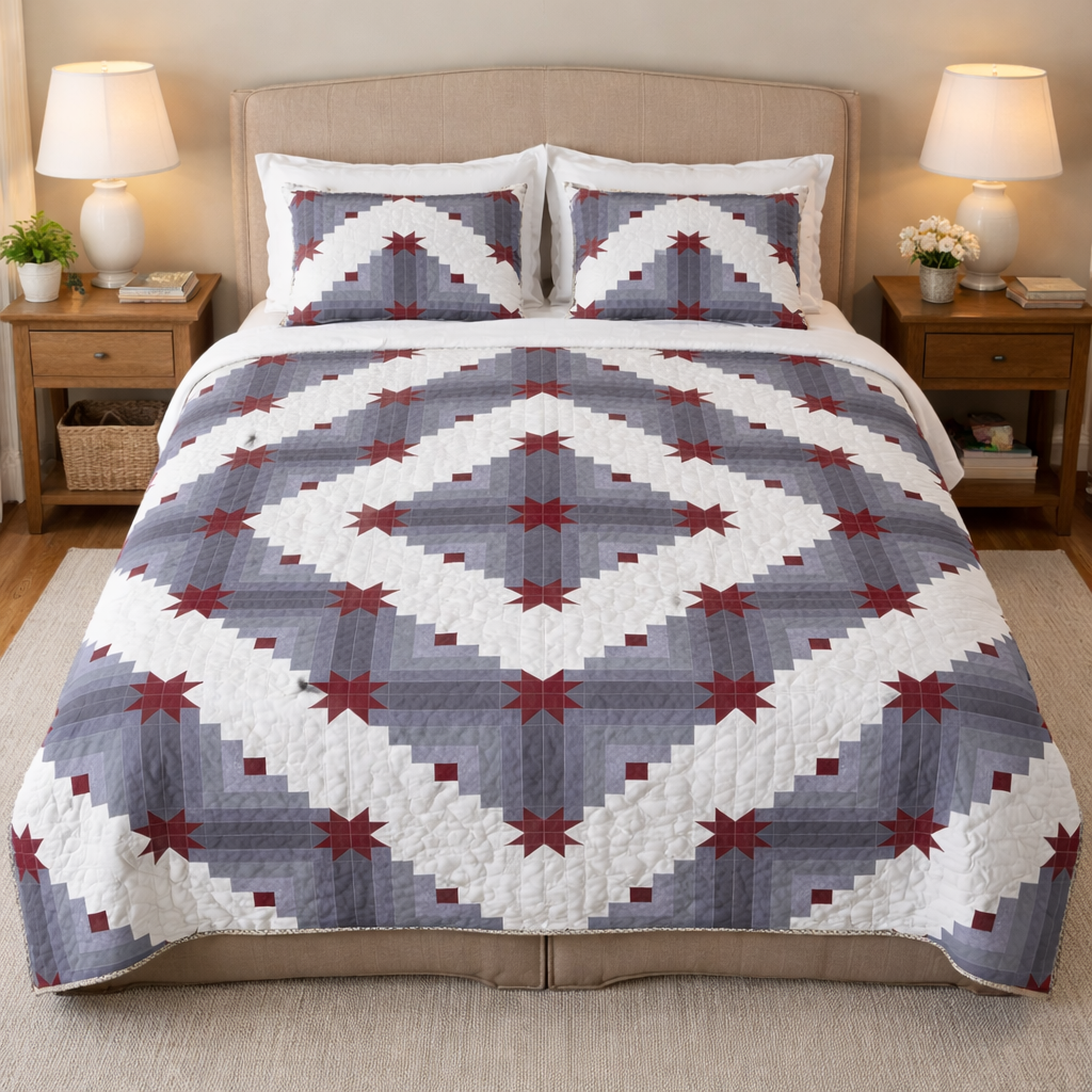 Crimson Cabin Stars Quilt Pattern