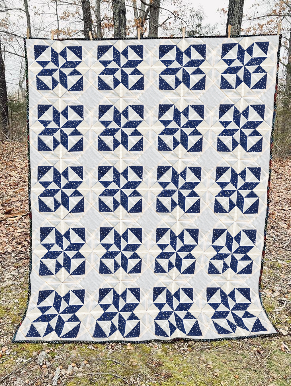 Navy Whirlwind Quilt Pattern