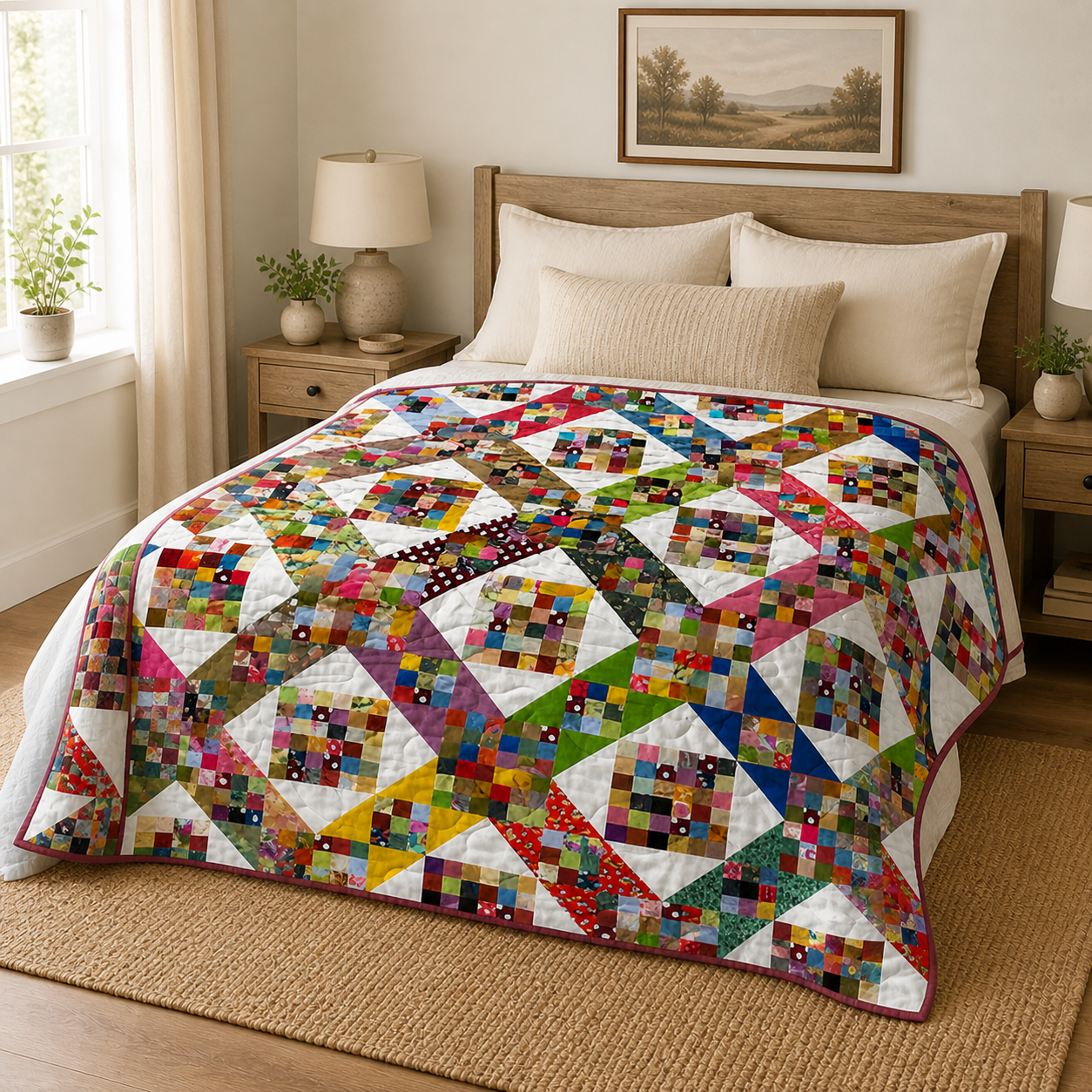 Garden of Scrappy Stars Quilt Pattern
