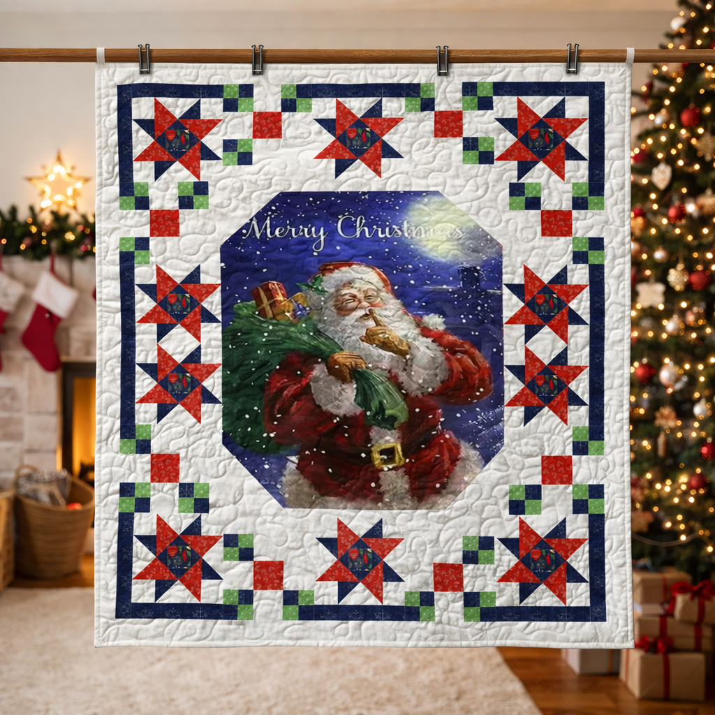 Holiday Stars and Santa Quilt Pattern