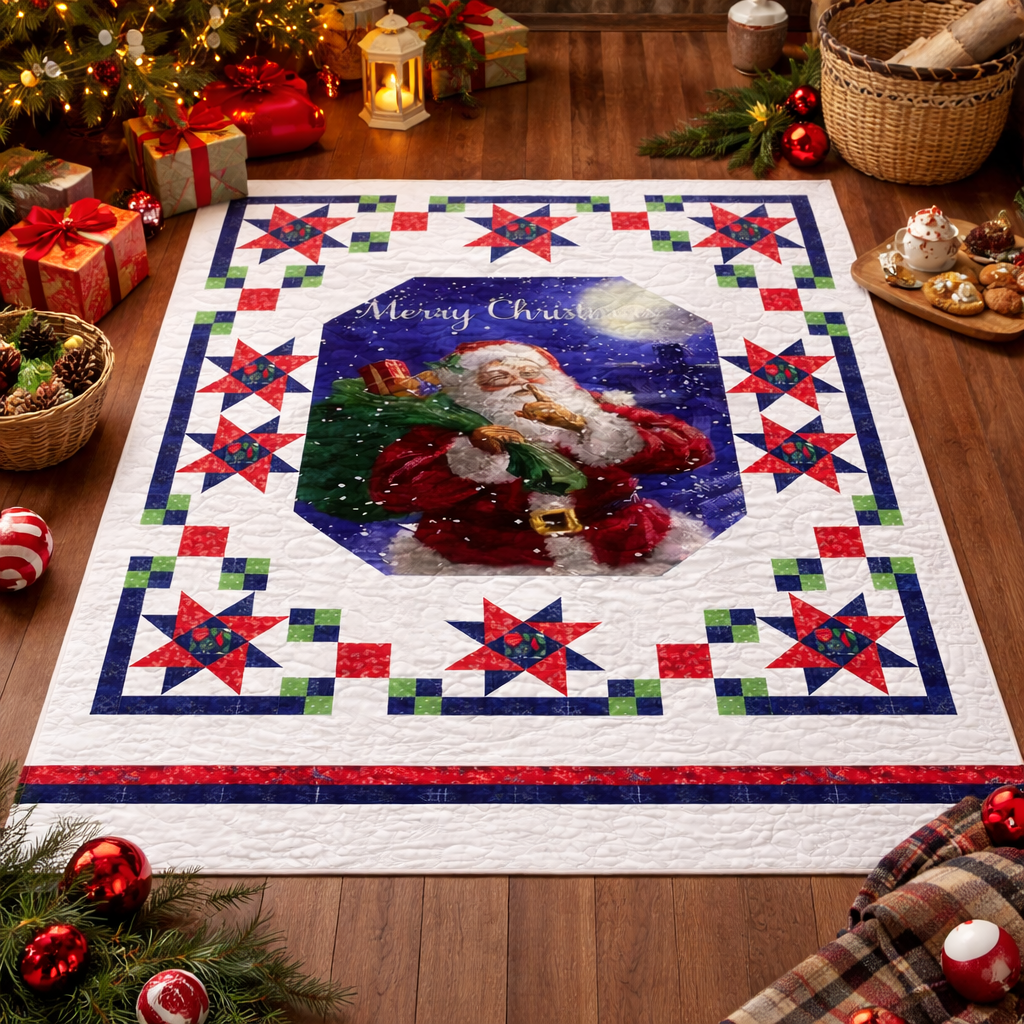 Holiday Stars and Santa Quilt Pattern